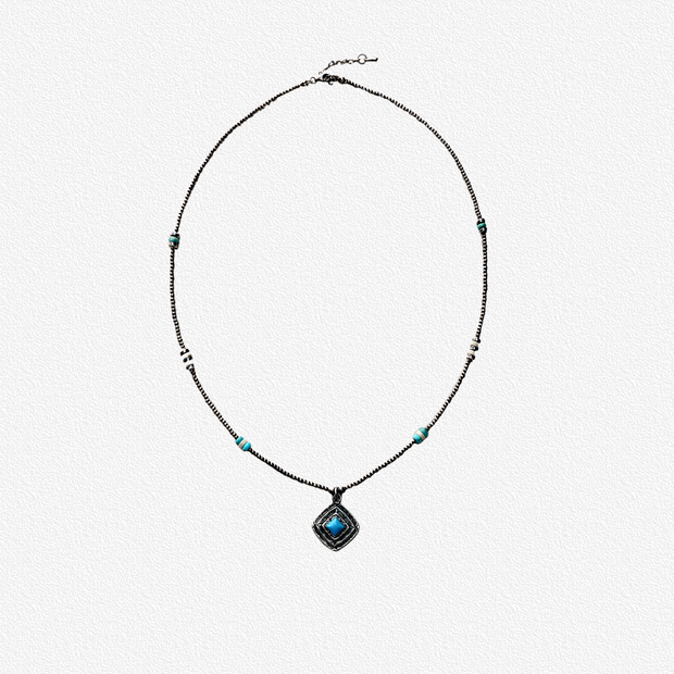 Turquoise Beaded Sterling Silver Necklace