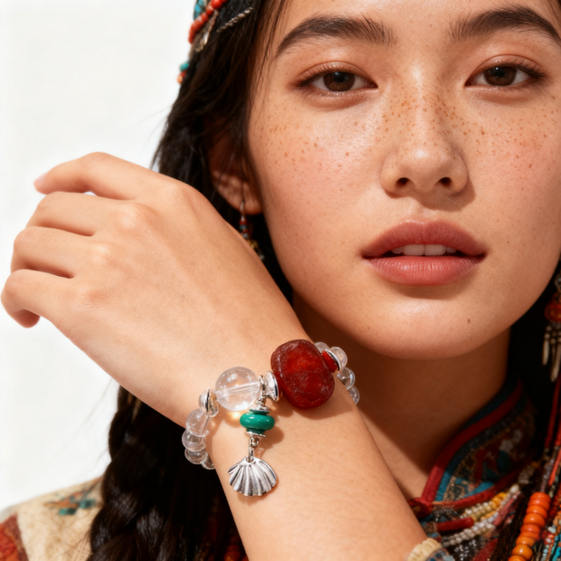 White Crystal Beaded Bracelet