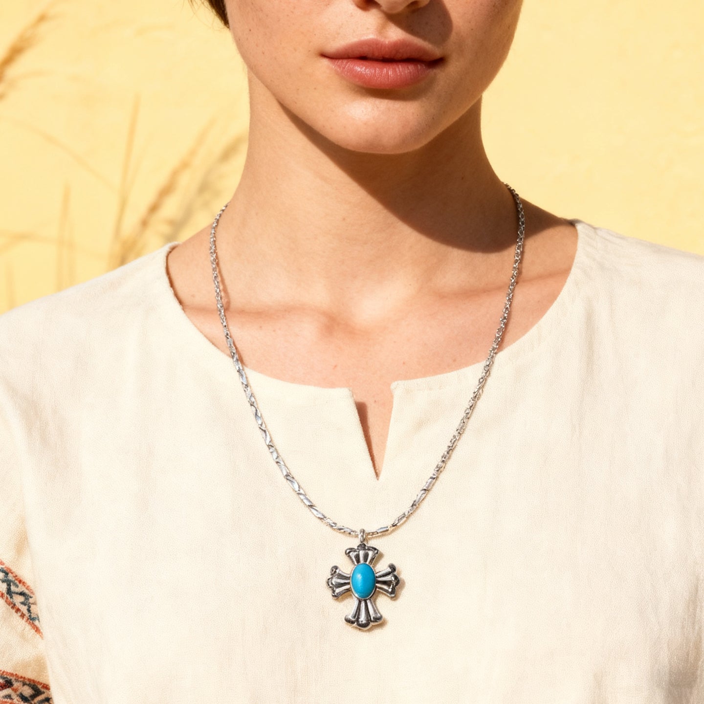 Cross-Shaped Butterfly Pendent Necklace