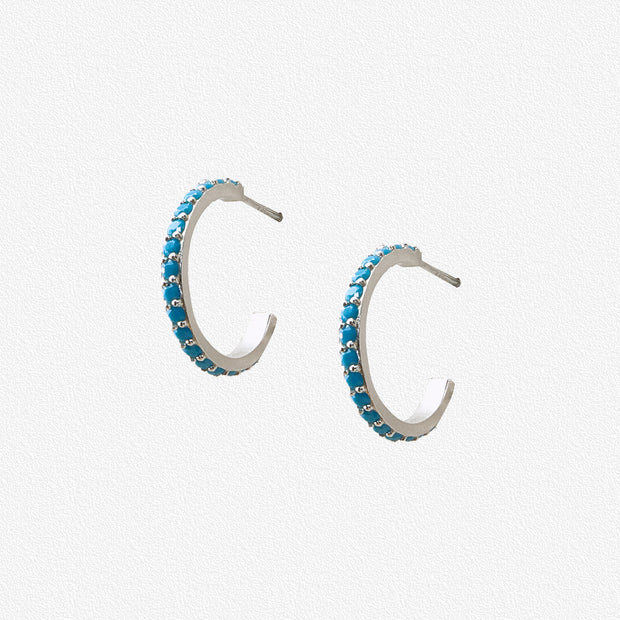 Turquoise sterling sliver circle earrings