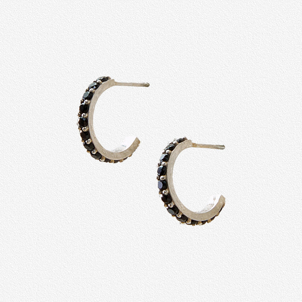 Obsidian sterling sliver circle earrings