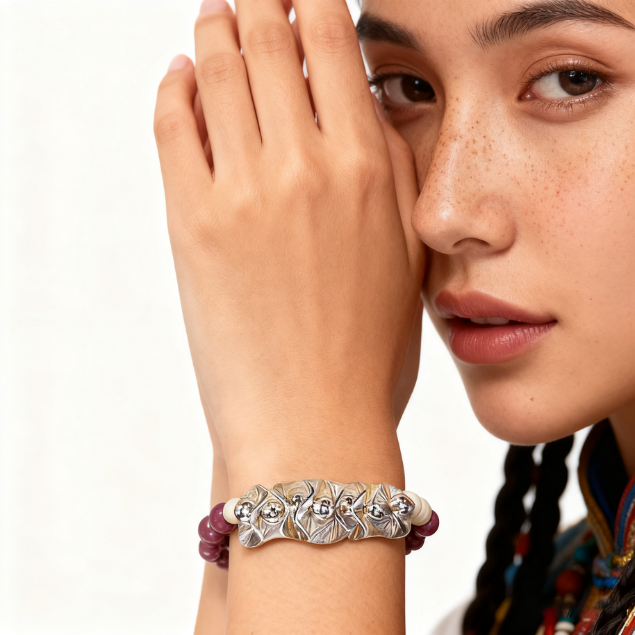 Rhodochrosite Bead Bracelet