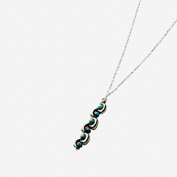 Turquoise Beaded Sterling Silver Necklace